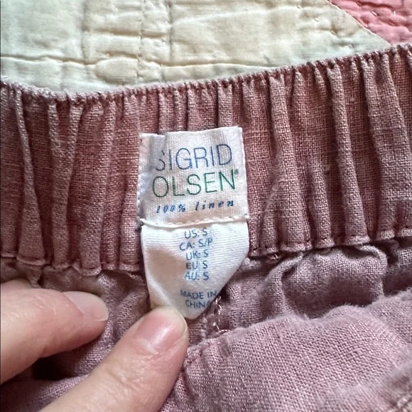 Sigrid Olsen Mauve Wide-Leg Linen-Blend Capris - Picture 2 of 6